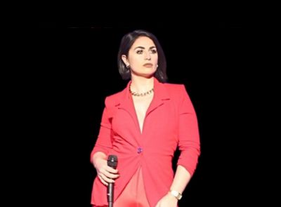 Dua Lipa tribute act performing live on stage